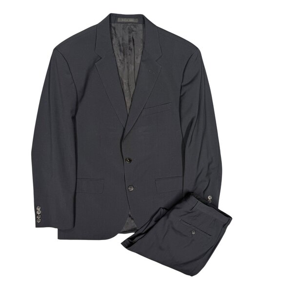 Hugo Boss Suit 2pc Black Travel Columbo Wool Fabric Jets/Lenon 38 S 34x28 - Picture 1 of 16